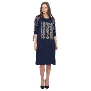 Rochie motive etno Teona bleumarin