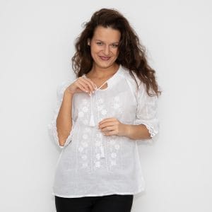 Bluza brodata Lora alb 1