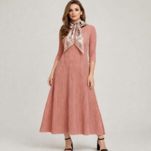 Rochie lunga plisata cu esarfa 2