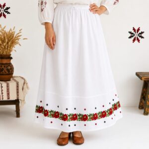 Fusta lunga alba cu dantela XL LS 0573